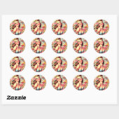 Sticker Rond Pinup Cute Kitsch Retro (Feuille)