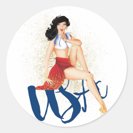 Sticker Rond Pinup USA (Devant)