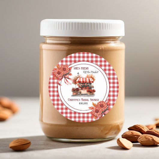 Sticker Rond Pique-nique champêtre en vichy pour la mariée