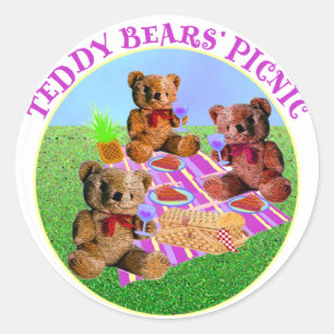 Sticker Rond Pique-nique nounours
