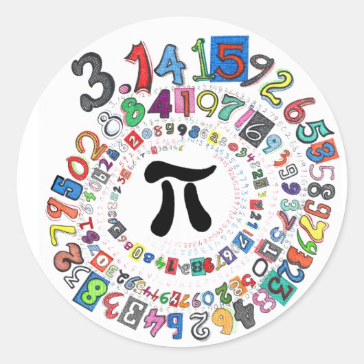 Sticker Rond Pirale colorée de Pi calculée (Devant)