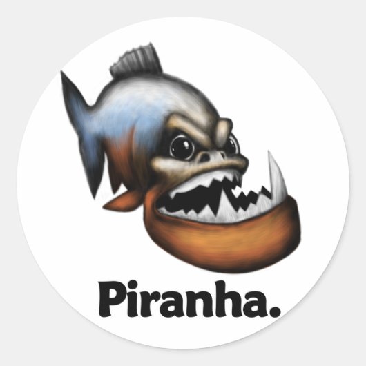 Sticker Rond Piranha Piranha. (Devant)