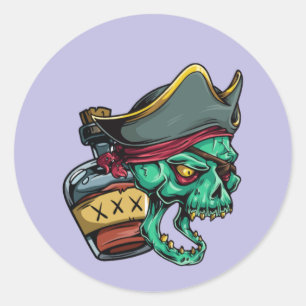 Sticker Rond Pirat Flasche Rum pirate bottle rhum