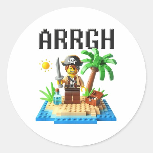 Sticker Rond Pirate Argh Blocs de construction briques Maître B (Devant)