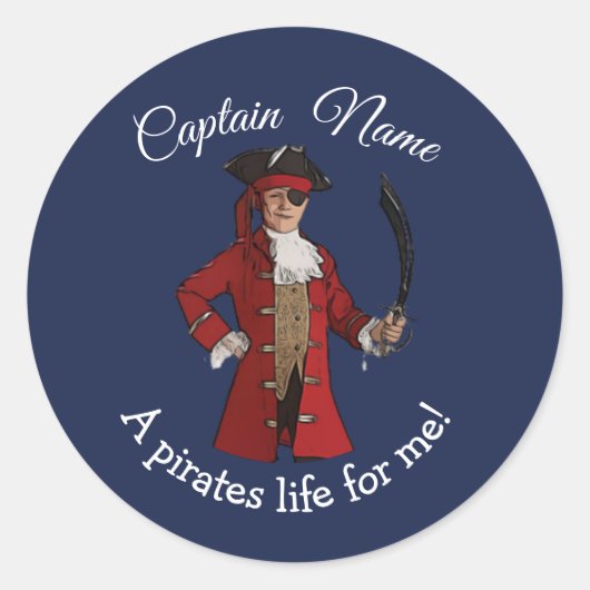Sticker Rond Pirate bleu marine (Devant)