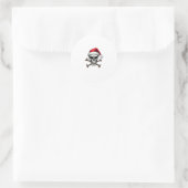Sticker Rond Pirate Christmas Skull & Crossbones Santa Hat. Got (Sac)