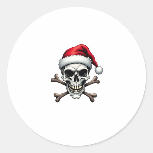 Sticker Rond Pirate Christmas Skull & Crossbones Santa Hat. Got (Devant)
