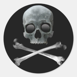 Sticker Rond Pirate crâne et os croisés