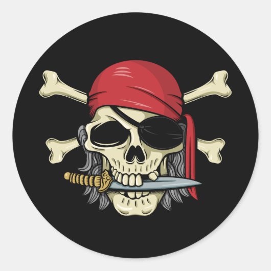 Sticker Rond Pirate crâne et os croisés (Devant)