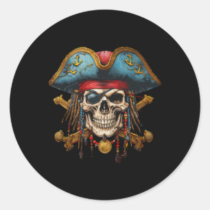 Sticker Rond Pirate Crâne Halloween Costume Hommes Femmes Garço