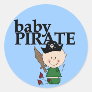 Sticker Rond Pirate de bébé avec l'épée - T-shirts et cadea