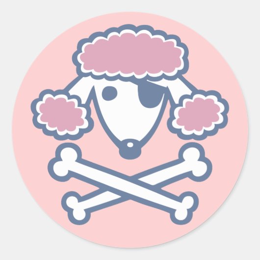 Sticker Rond Pirate de caniche (Devant)
