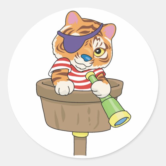 Sticker Rond Pirate de chat (Devant)