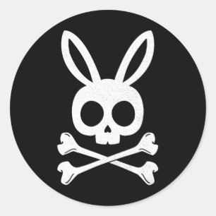 Sticker Rond Pirate de Pâques drôle Jolly Roger Lapin Crâne de