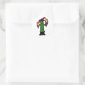 Sticker Rond Pirate de poulet amusant avec des perroquets (Sac)