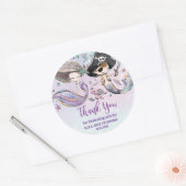 Sticker Rond Pirate de sirène sous la mer Faveur d'anniversaire (Enveloppe)