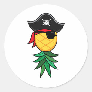 Sticker Rond Pirate d'Halloween vers le haut des pivots d'anana