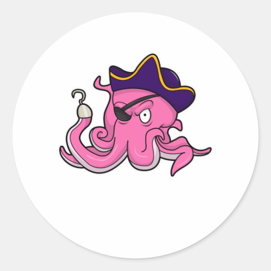 Sticker Rond Pirate d'octopus à la main tendue (Devant)
