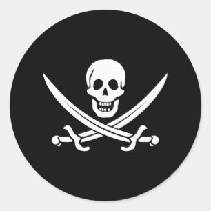 Sticker Rond Pirate du drapeau Calico Jack