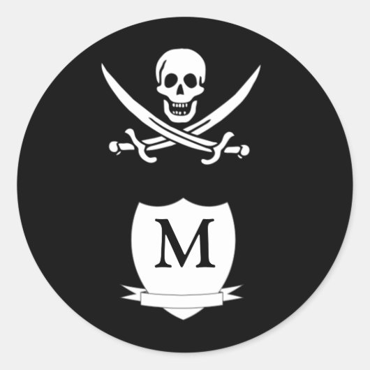 Sticker Rond Pirate et monogramme (Devant)