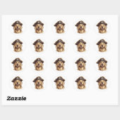 Sticker Rond Pirate Golden Retriever Chien Crâne (Feuille)