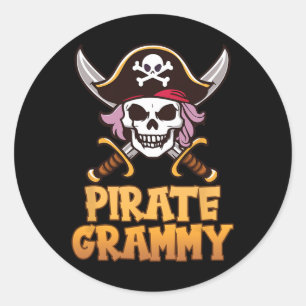 Sticker Rond Pirate Grammy Capitaine correspondant grand-mère H