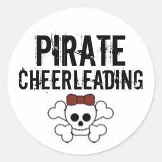 Sticker Rond pirate mignonne, pirate, Cheerleader