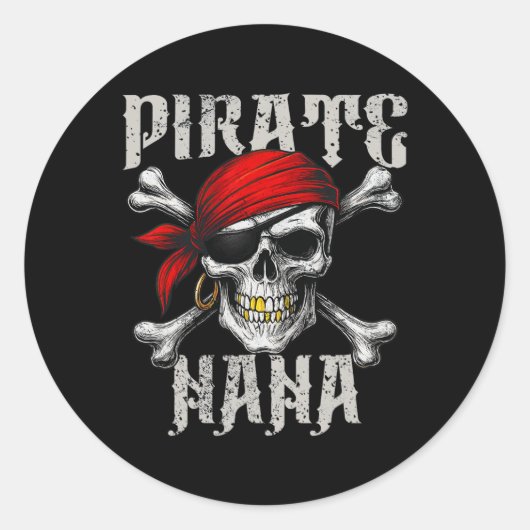 Sticker Rond Pirate Nana Jolly roger Drapeau Et Crossbones Crân (Devant)