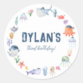 Sticker Rond Pirate Ocean Under the Sea Boy Anniversaire (Devant)