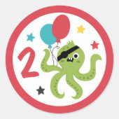 Sticker Rond Pirate Octopus Boy fête d'anniversaire (Devant)