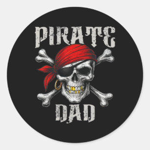 Sticker Rond Pirate Papa Jolly roger Drapeau Et Crossbones Crân