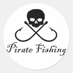 Sticker Rond Pirate pêchant autour de l'autocollant
