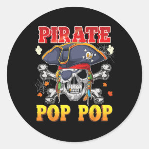 Sticker Rond Pirate Pop-pop Skull Crossbones Halloween Costume