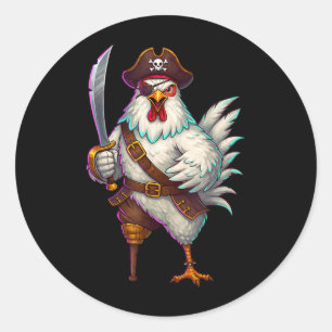 Sticker Rond Pirate Poulet Drôle Costume D'Halloween Pour Homme