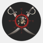 Sticker Rond Pirate Rose Compass (Devant)