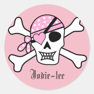 Sticker Rond Pirate rose personnalisé