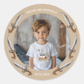 Sticker Rond Pirate Ship Brown thème nautique Anniversaire (Devant)