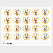 Sticker Rond Pirate Singe Pirate Trésor Anniversaire fête (Feuille)