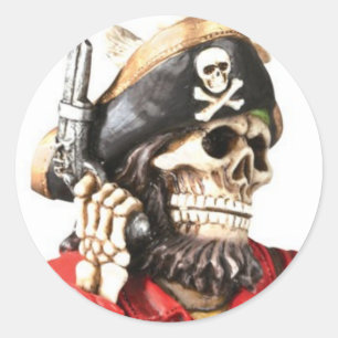 Sticker Rond Pirate Skull avec Pistol