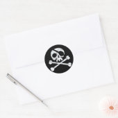 Sticker Rond Pirate Skull & Crossbones Noir (Enveloppe)