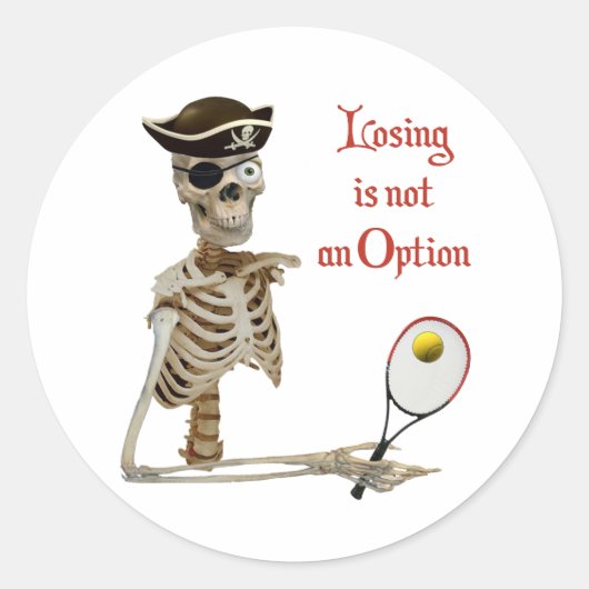 Sticker Rond Pirate Tennis Perdre Skeleton (Devant)