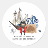 Sticker Rond Pirate Thème Anniversaire Fête Merci Favoriser (Devant)