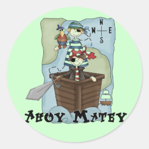Sticker Rond Pirates Ahoy Tshirs et cadeaux