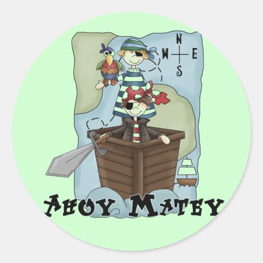 Sticker Rond Pirates Ahoy Tshirs et cadeaux (Devant)