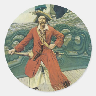 Sticker Rond Pirates d'antan, Capitaine Keitt par Howard Pyle