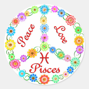 Sticker Rond Pisces d'amour pour la paix
