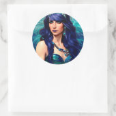 Sticker Rond Pisces Mermaid Queen Art Imaginaire original (Sac)