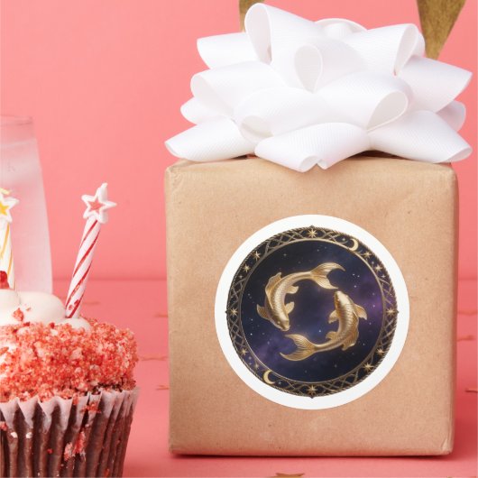 Sticker Rond Pisces Zodiac Fish (Fête)