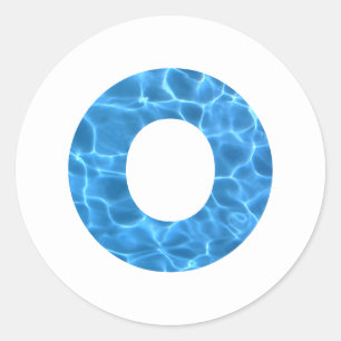 Sticker Rond Piscine Bleu Aqua Photo Monogramme O