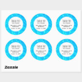 Sticker Rond Piscine Bleue clair Eau Photo Anniversaire Merci (Feuille)